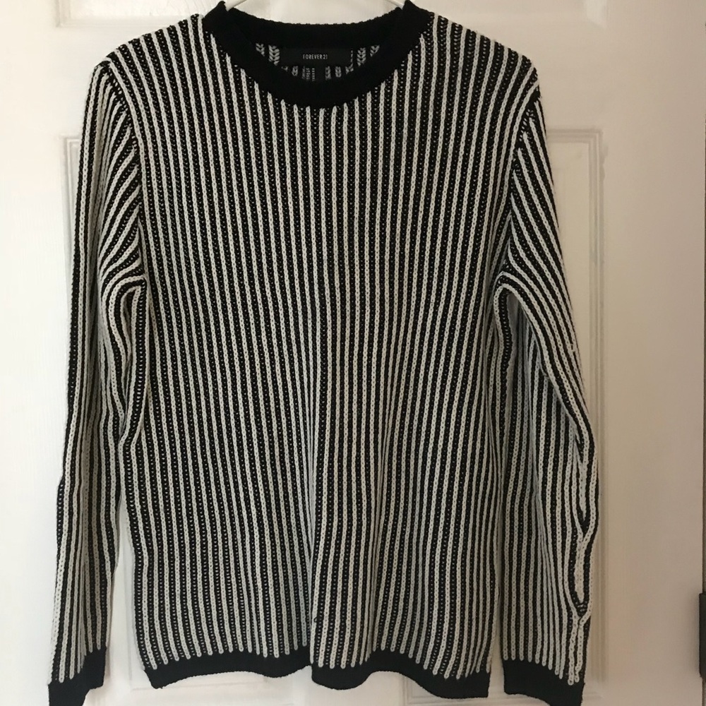 Black and white stripped sweater.